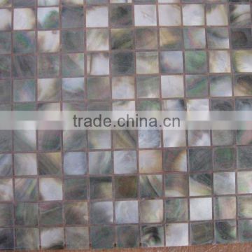 Black lip mother of pearl mosaic on mesh for interior wall