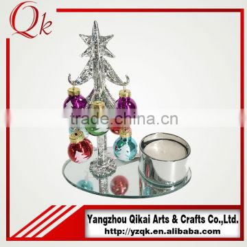 Fashion style glass christmas tree with candlestick