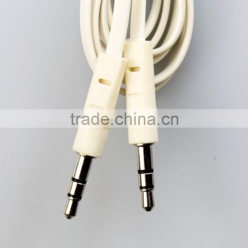 White 3.5mm Stereo male to male moulded plugs flat cable with factory price