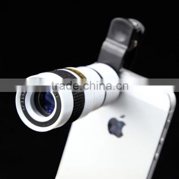 High Quality Phone Accessary Optical Glass / ABS Clip Universal 8X Telephoto Lens