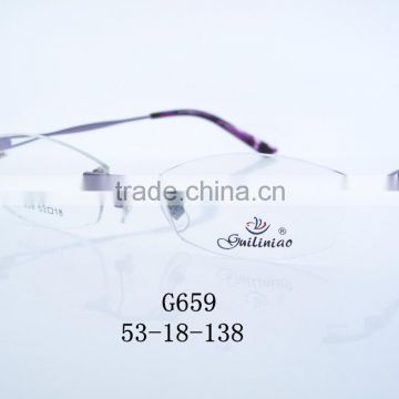 2016 New stylish metal eyeglasses frames full rimless g659
