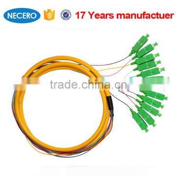 optical access network sc apc simplex fiber pigtail with sm yellow fiber optic cable