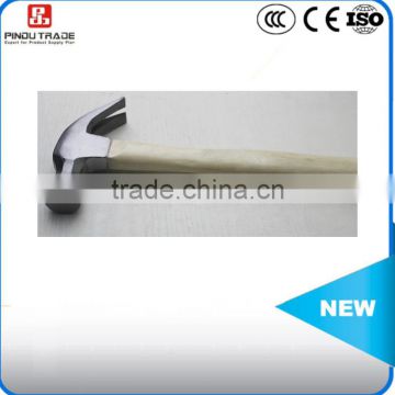 Claw hammer with wooden handle carbon steel forged head