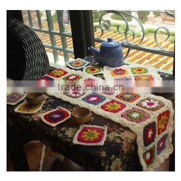 fancy new north European design flower table cover sets hand crochet cup mat
