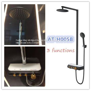 AT-H005B Ating thermostat controlled shower valves black #304 SS round top Shower with hand shower