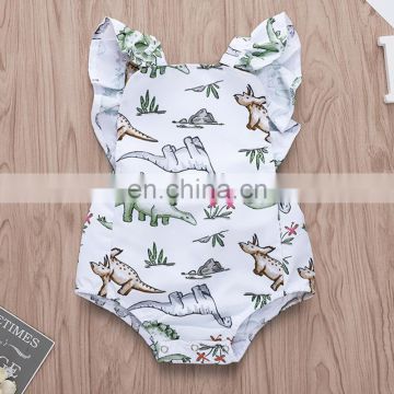 2019 Summer Newborn baby Infant Jumpsuit Fly Sleeves Dinosaur Romper Cotton baby Clothes Outfit