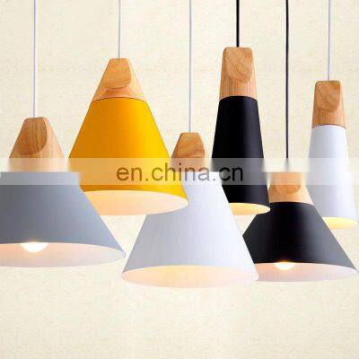 Modern Wood Pendant Lights Lamparas Colorful Aluminum Lamp Shade Luminaire Ceiling Lamps for Dining Room/Restaurant /Bar/Coffee