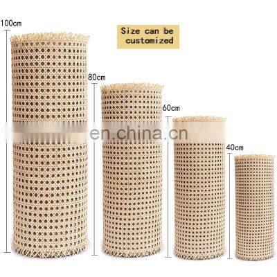 Factory Wholesale Customized Rattan Roll Rattan Cabinet  Material 60cm PE Natural Synthetic Cane Webbing Rattan Roll