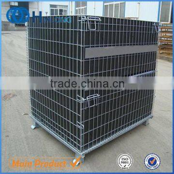 Folding wire mesh steel warehouse storage cage pet preform