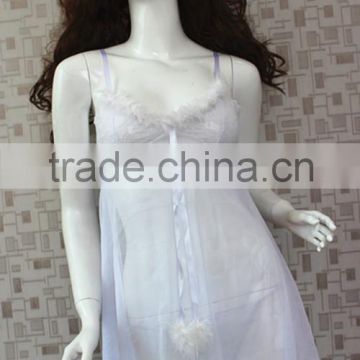 Hot sexy unique Net gauze material flower lingerie babydoll nighty dress