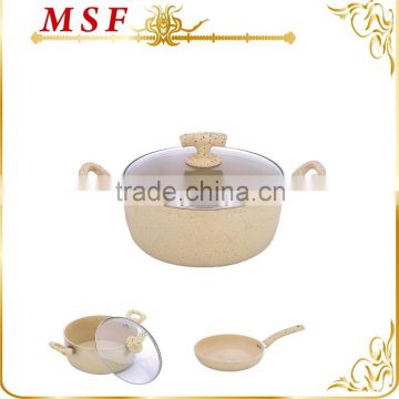 MSF-6715-Casserole Various sizes of forged aluminum casserole marble coating inner & outer marble silicon coating on handles                        
                                                Quality Choice