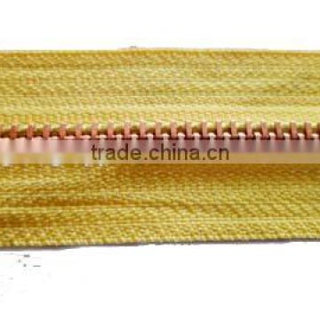 5# metal brass zipper plated rose gold teeth zipper long chain zipper fastener coate zipper