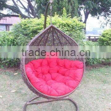 Swing rattan hanging egg chair with cushion