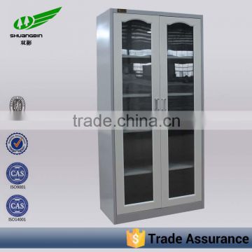 Full high customzied design lockable 2 glass door file stroage metal cabinet