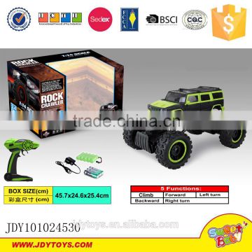 Hot sale 1:14 remote control 4 wheel drive vehicle rechargeable 5 channel rock crawler toy