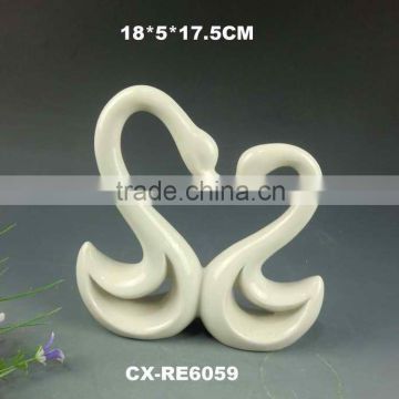 Unique Wedding Souvenirs/Gifts Clear White Porcelain Couple Swan Pot, Ceramic Swan for sale