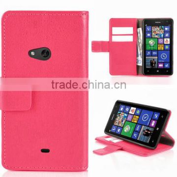 For dark pink Nokia lumia 625 wallet leather case high quality factory's price