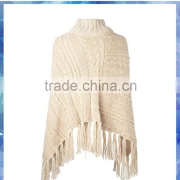 100% acrylic cable knit poncho sweater/woman coat winter/new fashion sweaters
