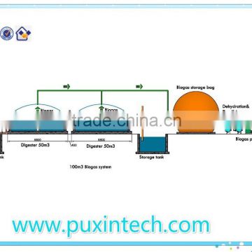 China PUXIN Soft Dome Biogas Plant for Chicken Manure Treatment