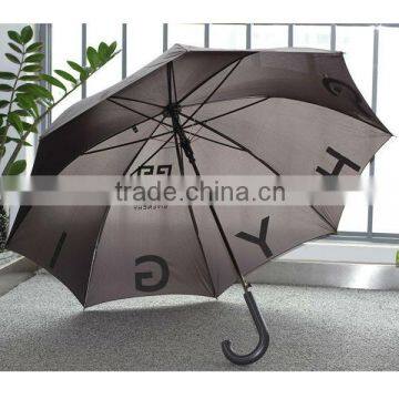 2015 popular grey color auto straight long umbrella with logo print