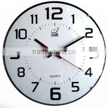 simple promotional plastic wall clock with glass surface