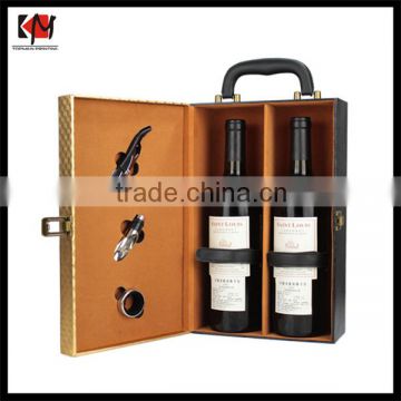 Hot sale elegant pu leather wine gift box with handle
