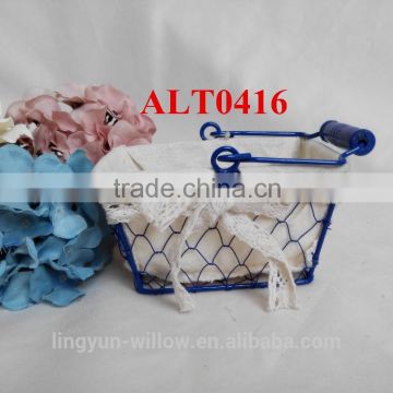 china mini wire basket with handles for home storage