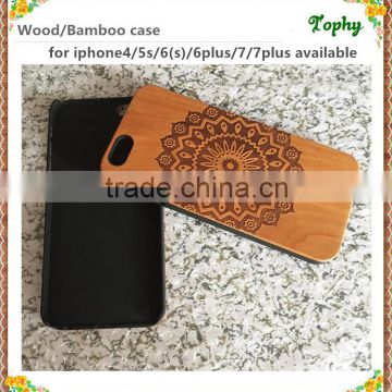 New Product Wood Case Flower Pattern Cover For Iphone 6 7 Case
