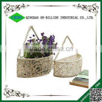 Flower hanging decorative wicker basket for home decor