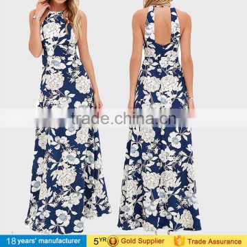 Summer vintage sexy sleeveless off shoulder floral printed long vestidos ladies causal maxi dresses for beach party wear