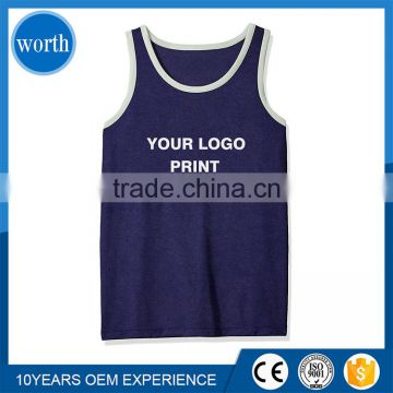 2017 Fashion Gym vest or singlet for men with 100 cotton and custom logo printing