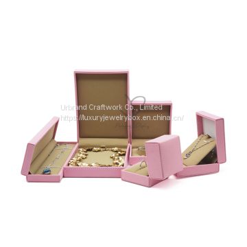 High Quality Pink PU Leather Jewelry Organizer Box with Drawer