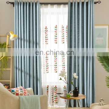 50% Blackout plain flat window cotton and linen door curtain