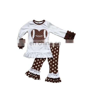 Cotton heart decorative outfit baby girl clothes set china children clothing