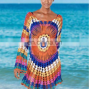 New Bikinis 2019 mujer Women Summer Bikini Cover Up Swimwear Beach Rainbow Knit Sunscreen Skirt Dress Cover-ups Dropping Biquini