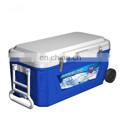 80L Outdoor Insulated PU Faom Plastic Camping Fishing Ice Cooler Box With Wheels