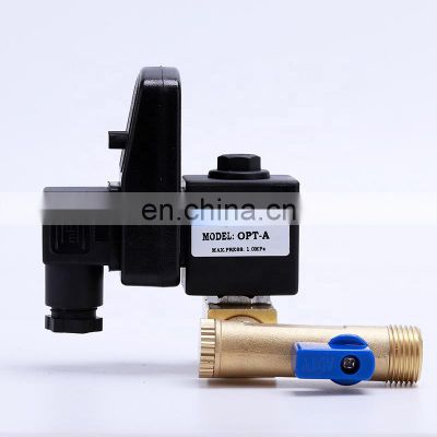 OPT-A OPT-B OPT-T G1/4 AC220V IP65 Automatic Brass Body Water Mechanical Solenoid Valve Timer Electronic Drain