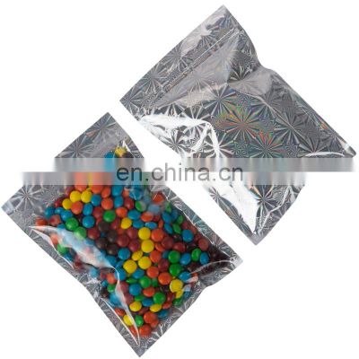 Smell Proof Bags Resealable Mylar Bags Clear Zip Lock Food Candy Storage Bags Holographic Rainbow Color Snowflake