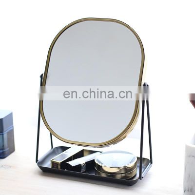 Double sided table  1x and 3X makeup magnifying mirror cosmetic mirror with black Tray beauty mirror
