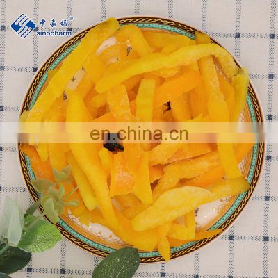 Sinocharm BRC Approved 5-7mm Fresh Crisp IQF Frozen Strip Yellow Pepper