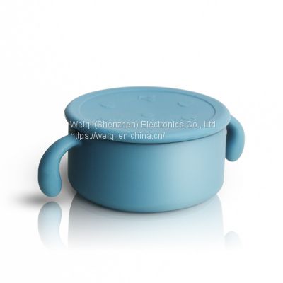 Weiqi Factory Silicone Snack Bowl With Lid Kids Training Snack Bowl