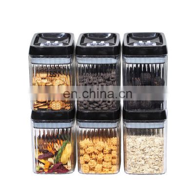 Wholesale 6pcs Airtight PET food storage containers 1.5L pantry organization set Airtight bulk food storage containers