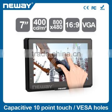 7 inch widescreen 10-point touch capacitive panel industrial monitor