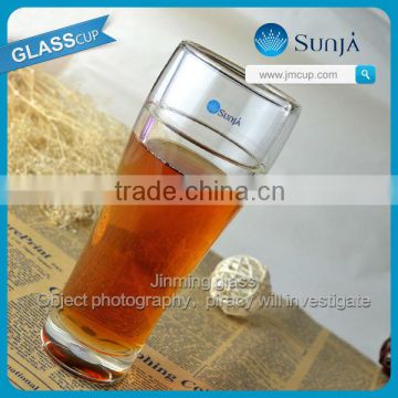 novelty transparent double wall glass cold beer cup
