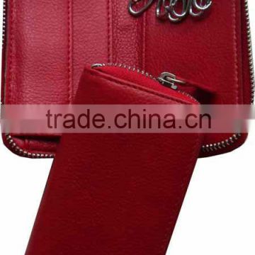 Women Genuine Leather Key Case with zip around
