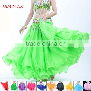 2016 High Quality Women Sexy Belly Dance Costume Skirts 3 Rows Belly Dancing Skirt Chiffon for Sale 12 Colors Available