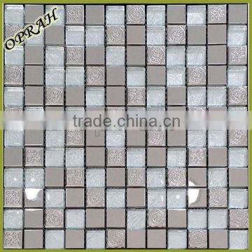 Concise stainless steel mix glass mosaic tiles