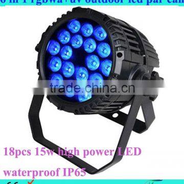 18PCS 15W RGBWAUV 6 in 1 led par light outdoor IP65