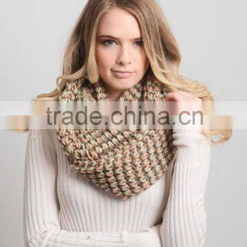 Popular Winter Double Color Stitching 100 Acrylic Knit Infinity Scarf