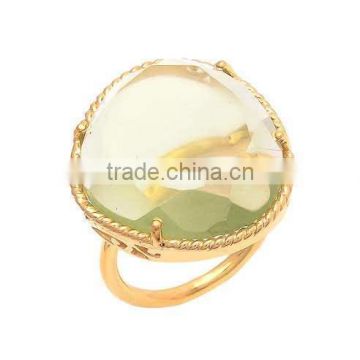 The Gopali Jewellers Lemon Topaz Quartz Gemstone Rings -Vermeil Gold